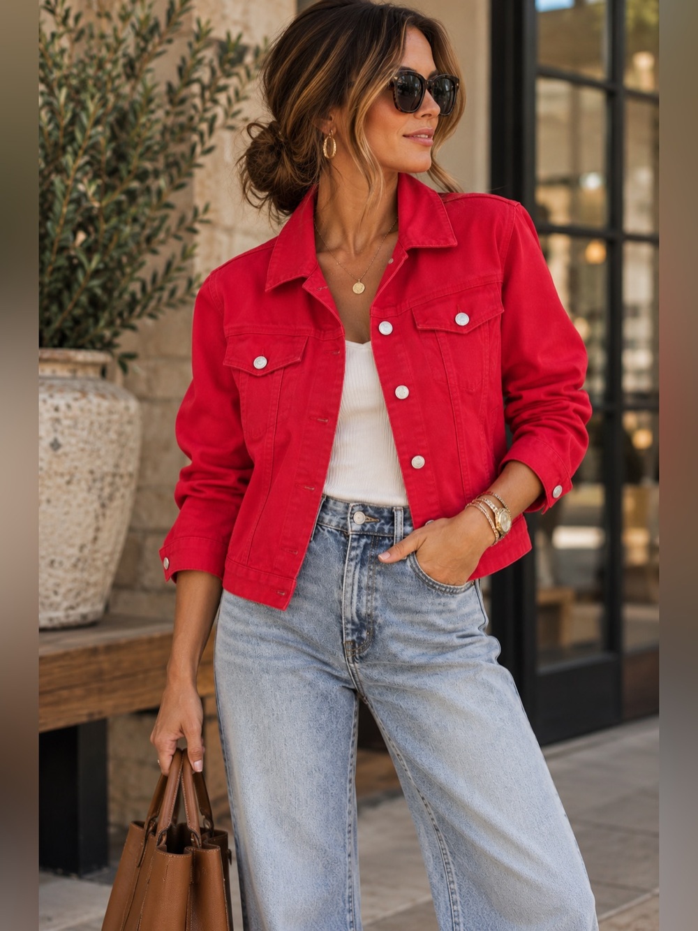 Vintage WilliSmith Classic Red Denim Trucker Jacket Medium